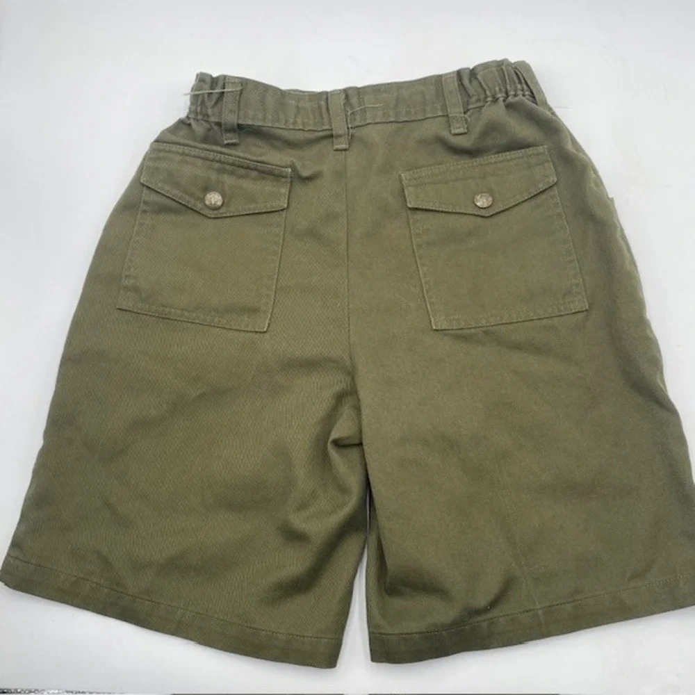 BOY SCOUTS BSA Official Uniform Cargo Shorts Youth 14 Green Elastic Waist cotton